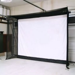 G-Trak retractable golf hitting screen for garages