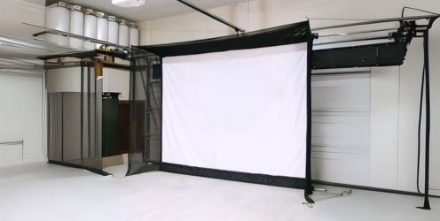 G-Trak retractable golf hitting screen for garages