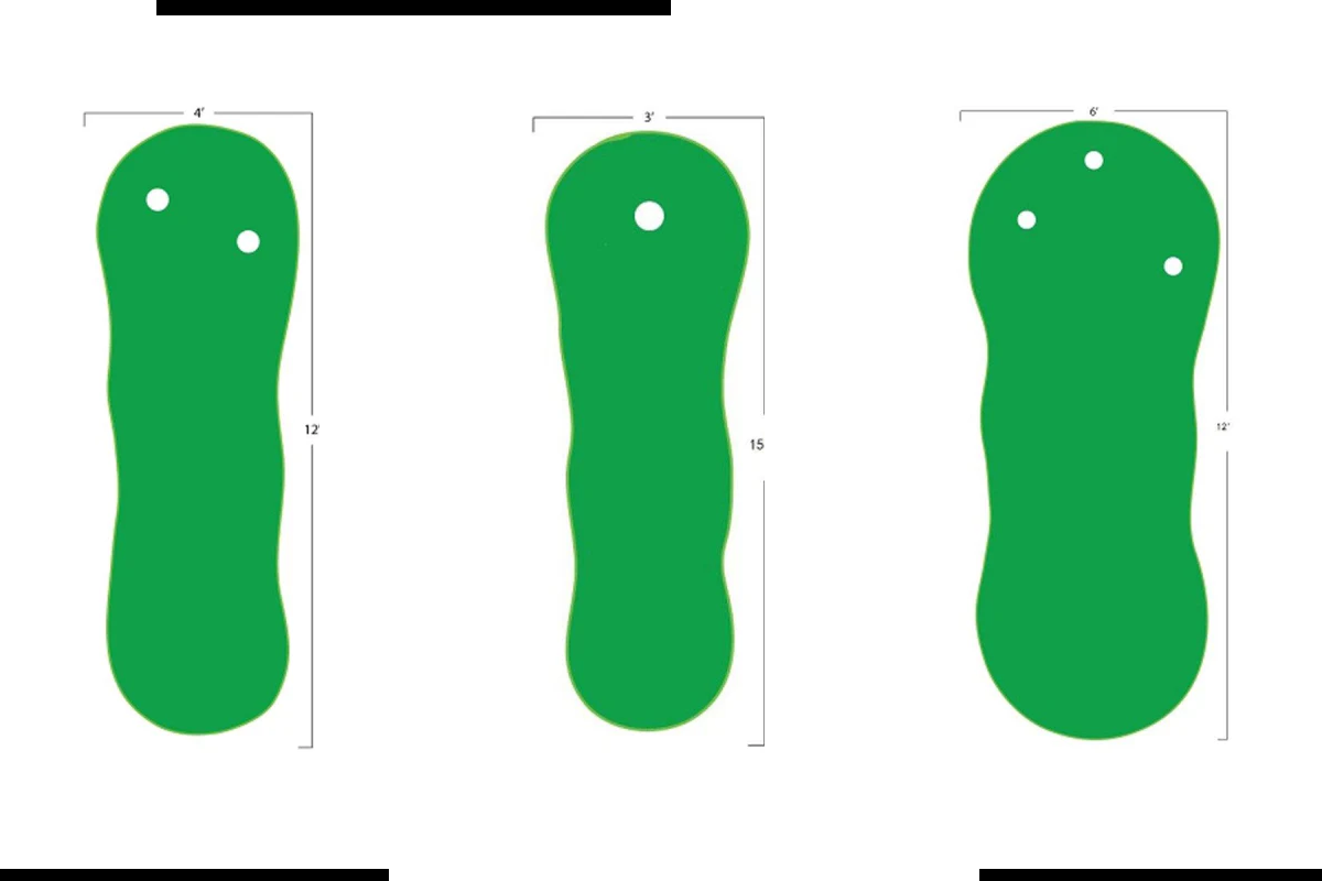 Various putting mats with sizes