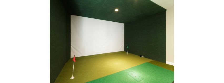 Golf Simulator with Big Moss putting green mat