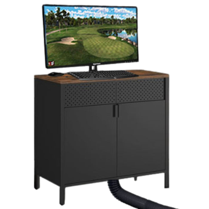 AutoTee Ball Reserve Cabinet with image of PC on top