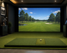 Auto Tee in golf simulator room with platform
