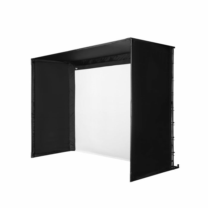 Carl's Place Premium Enclosure for golf simulators, angle view.