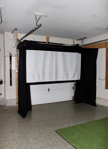 Vanish Lite in garage partially retracted screen